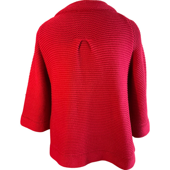 I.N. Studio Women's XL Red Knit Sweater Cotton Acrylic Button Detail Open Back - Picture 2 of 10
